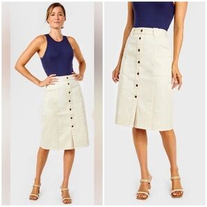 NWT Cartolina Nantucket Tuckernuck Colette Button Front Canvas Mini Skirt $228